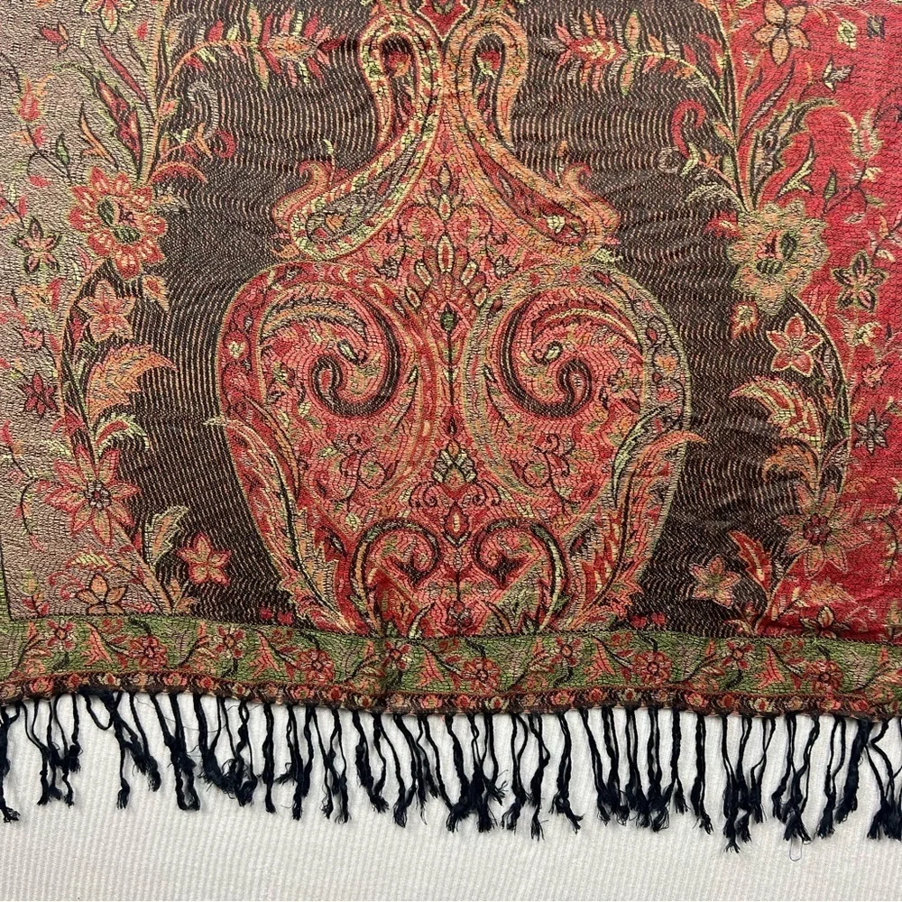 NWT Rapti Fashion Pashmina Silk Blend Scarf Shawl Kani Weave Paisley Tassels